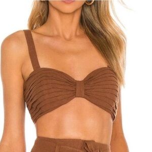Ronny Kobo 100% Linen Brown Bralette Size Extra Small